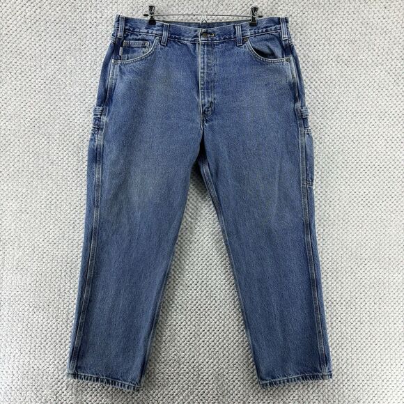 Carhartt Jeans Men 40 (38X27) Blue Medium Wash Carpenter Relax Fit Mid Rise Work - Picture 1 of 16